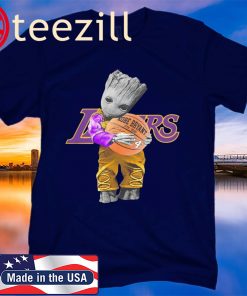 Men's Baby Groot Lakers Hug Kobe Bryant Basketball Signature Shirts
