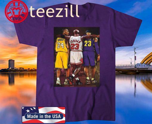 NBA Legends Kobe Bryant, Lebron James & Michael Jordan Poster Wall Art Decor Framed T-Shirt