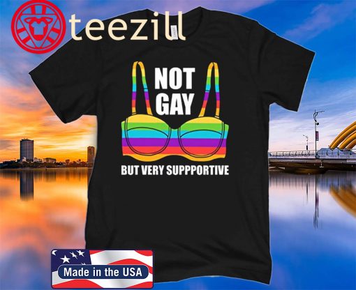Not Gay But Very Supportive LGBT Straight Ally Bra Meme Human Flag Shirt Gift For Lgbt