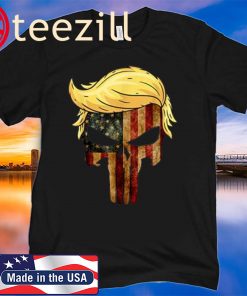 Trump Hair Skull Shirt - 4th of july US Flag Trump Gift Tee Shirt