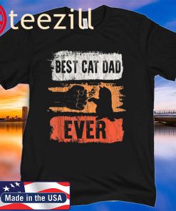 Vintage Best Cat Dad Ever Bump Fit Gift Fathers day 2020 Shirt