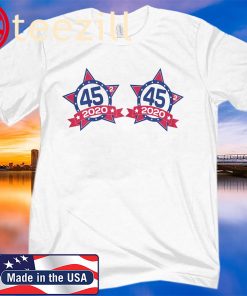 Womens 45 Squared Trump 2020 Second Term USA American Flag T-Shirt