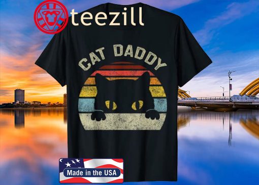 Cat Daddy Men Vintage Retro Black Cats Dad Fathers Day 2020 Gift T-Shirt
