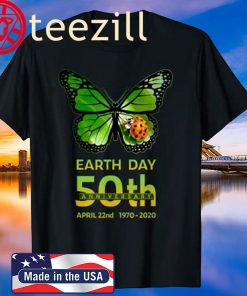 Earth Day 50th Anniversary Butterfly and Ladybug Silhouette Womens Shirt