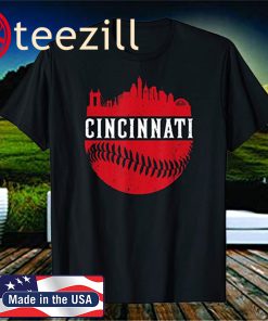 Vintage Cincinnati Baseball Skyline Retro Shirt
