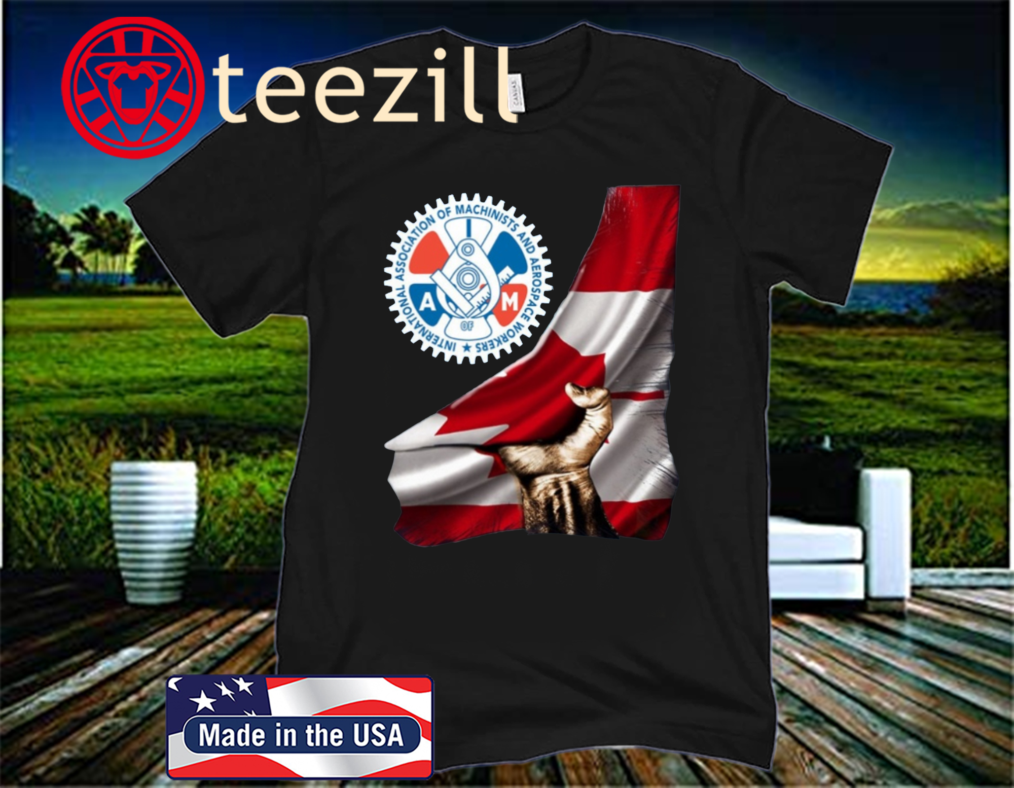 International Association of Machinists and Aerospace US Flag T-Shirt - Image 2