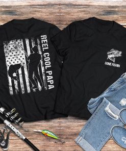 Reel Cool Papa Gone Fishin American Flag Father's Day Gift Ideas Fathers Day 2020 T-Shirt
