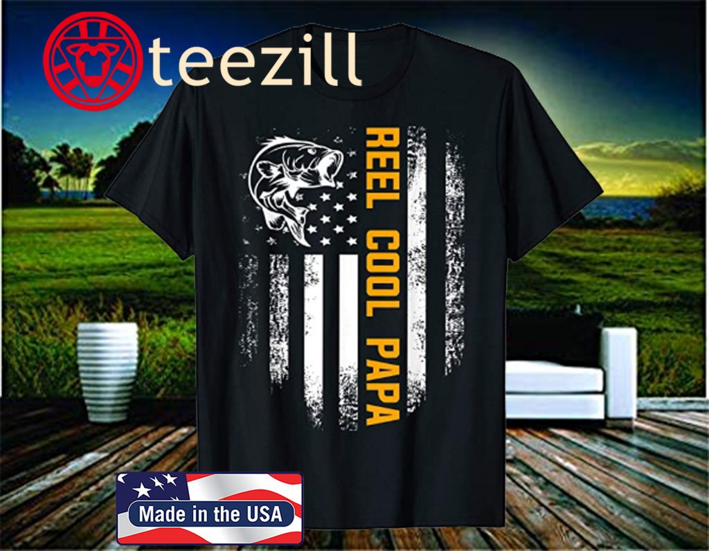 Reel Cool Papa Shirt Vintage Flag Fishing Father's Day ...