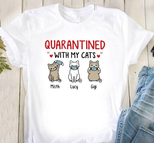 Social Distancing With My Cats Personalized Shirt