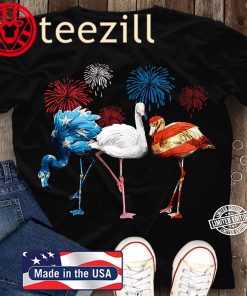 3 Flamingo Patriot American Flag 4th Of July Official T-Shirt