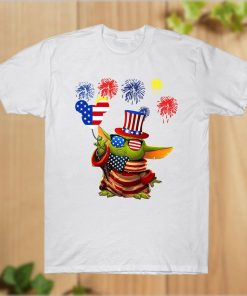 4th July Shirt, Baby Yoda Shirt, Patriotic shirt, Flag USA Unisex Cotton T-Shirt