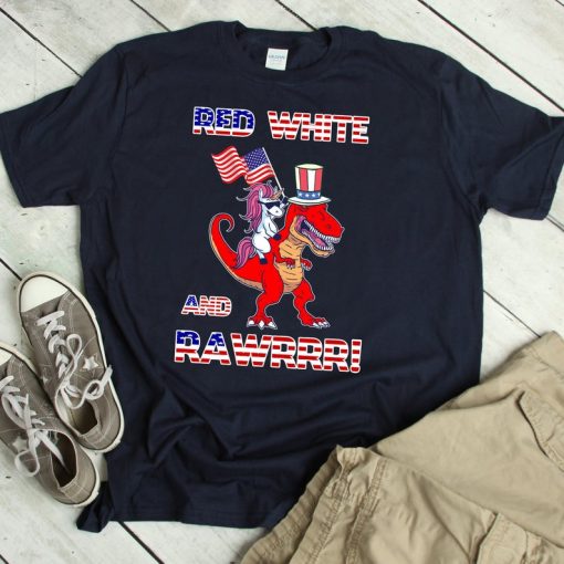 4th of July Unicorn Shirt 4th of July Red T-Rex TShirt Unicorn Trex TShirt Merica Unicorn Riding Dinosaur T Shirt Funny Merica American Flag