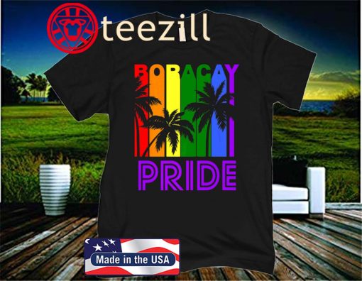 Boracay Pride Gay Pride LGBTQ Rainbow Palm Trees Shirt