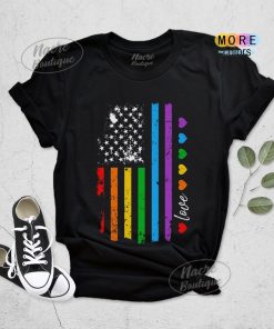 Gay Pride Shirt, Rainbow American Flag Shirt, LGBT Shirt, Lesbian Pride Shirt, LGBT Equality Shirt, Gay Lesbian LGBT Pride Outfit