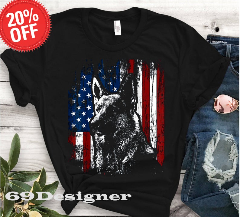 German Shepherd 4th of July American Flag Shirt- INDEPENDENCE Day - Usa Flag- America Flag -Memorial Day Gift Shirt