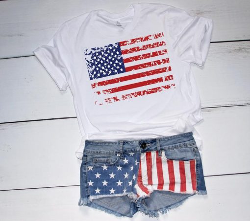 Grunge American Flag shirt- Fourth of July shirt-Patriotic American- Independence day- Merica 4th of July Tee- Bella Canvas Unisex