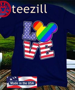Love Lgbt Mickey Mouse American Flag Independence Day Gift T-Shirt