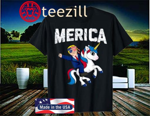 Merica Trump Riding Unicorn Funny Reelect Vote Donald Shirts