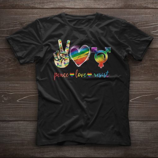 Peace Love Resist Pride LGBT Heart Shirt Love is win lgbt gift lesbian gift gay T-shirt resist lgbt shirt gay mom Lesbian mom lgbt support