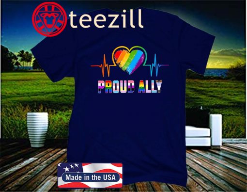 Proud Ally Rainbow Heartbeat LGBT Pride Unisex Shirt