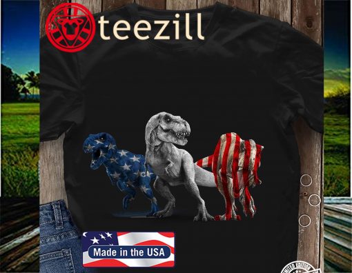 T Rex & American Flag Shirt 4th of July Dinosaur USA Gift T-Shirt