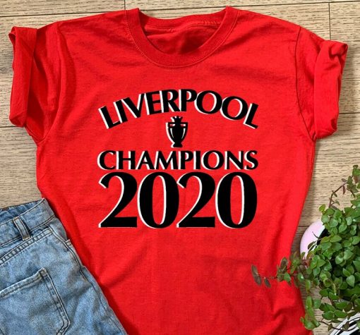 Liverpool 2019/20 Champions T-Shirt Premier League Winners, LIVERPOOL CHAMPIONS TROPHY 2020 shirt Champions League Winners 19 Never Give Up