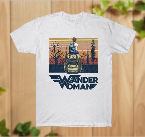 Love Camping Shirt, Girl Go Camping Tees, Wanderlust, Wander Woman Shirt, Wonder Woman Unisex Vintage Cotton T-Shirts