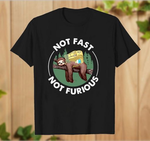 Love Camping Shirt, Sloth Not Fast Not Furious, Adventure Lover Unisex Vintage Cotton T-Shirt