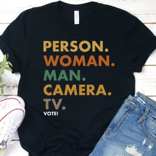 Person Woman Man Camera TV Vote Retro Cognitive 45 Shirt