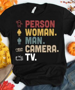 Person, Woman, Man, Camera, TV tee - Donald Trump's Crazy Cognitive Test Word Association America