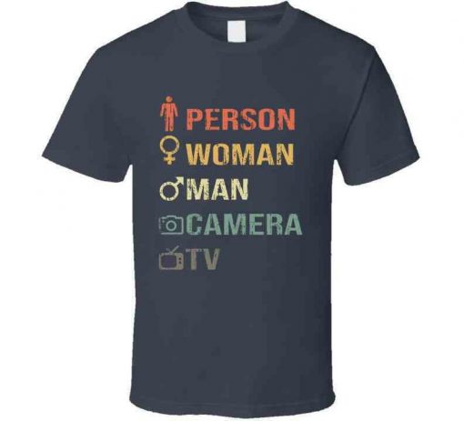 Person Woman Man Camera Tv Donald Trump Cognitive Test Distressed Tee American Shirt