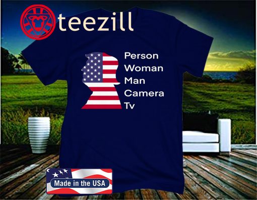 Person woman man camera tv cognitive test Trump Shirt