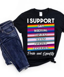 Pride Ally TShirt,Gay Pride Ally I Support Bisexual Lesbian Trans Asexual Pansexual,Rainbow Pride Flag T-Shirt