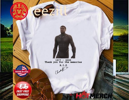 Rip Chadwick Boseman Black Panther 1977 - 2020 - 43 Thank You For The Memories Signature Shirt