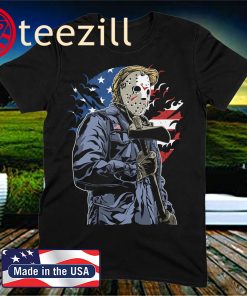 American Killer T-Shirt - Men's Novelty Gift Funny Donald Trump Politics USA Halloween Horror Friday 13th Jason Voorhees