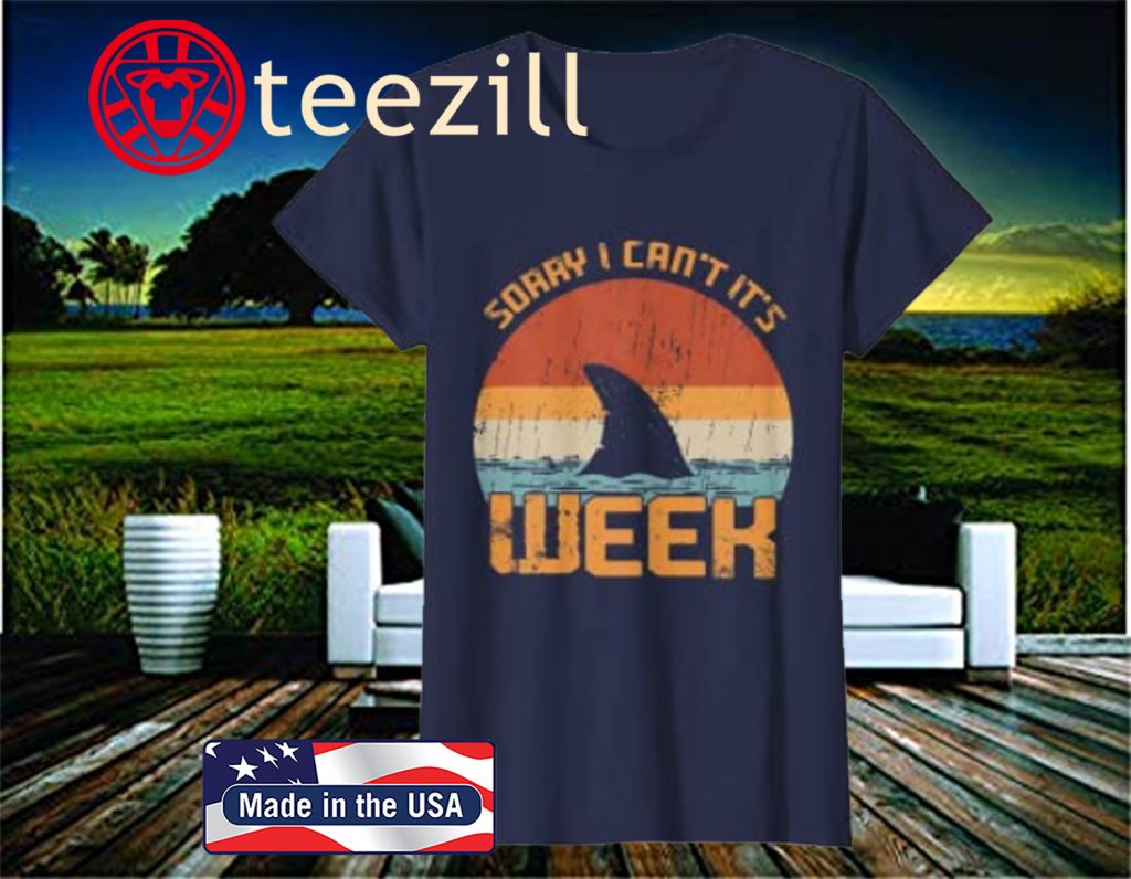 Vintage Sorry I Can't It's Week Funny Shark Unisex Shirt - Image 2