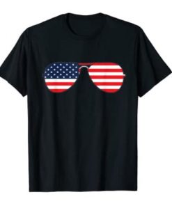 Biden Aviator Sunglasses Patriotic USA Flag T-Shirt