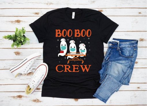 Boo Boo Crew Ghost Doctor Paramedic EMT Nurse Halloween Kids Shirt