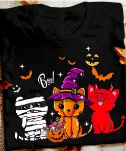 Cats Witch Mummy Boo Scary Pumpkin Halloween Horror Costume Shirt