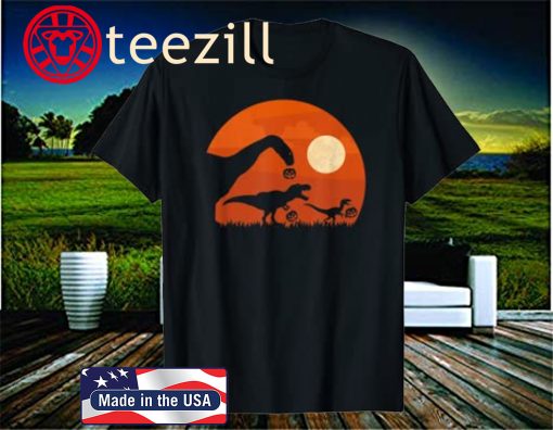 Halloween Dinosaur Shirt T-Rex Pumpkin Gift Kids Boys Girls T-Shirt