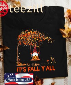It’s Fall Y’all Cute Gnomes Pumpkin Autumn Tree Fall Leaves Gift Halloween T-Shirt