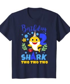 Kids Birthday Shark Baby for 2 Year Old Boy in Blue Two Two Shirt