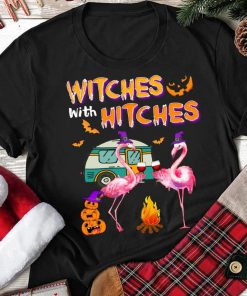 Witches With Hitches Halloween 2020 Flamingo Wine T-Shirt
