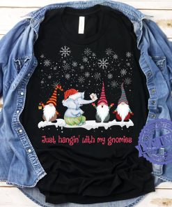 Elephant Just hanging’ with my gnomies christmas shirt