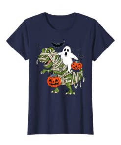 Halloween Ghost Riding T Rex Funny Boys Girls Kids Gift 2020 Shirt