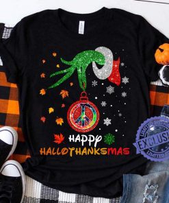 Hippie Grinch Hand Happy Hallothanksmas Shirt