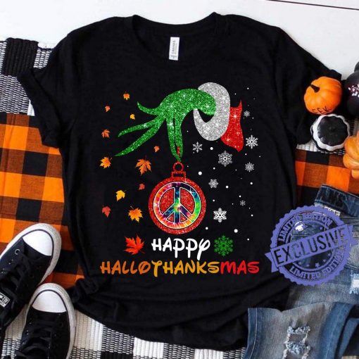 Hippie Grinch Hand Happy Hallothanksmas Shirt