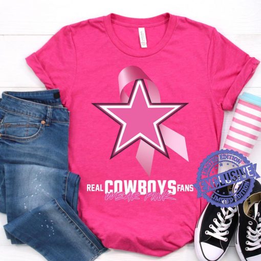 Real cowboys fans wear pink gift tee shirt