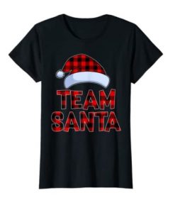 2020 Team Santa Red Plaid Claus Hat Matching Family Christmas Shirt