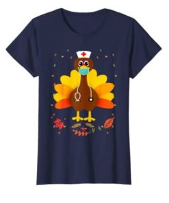 2020 Thanksgiving Scrub Tops Women Turkey Nurse Holiday Nursing T-Shirt
